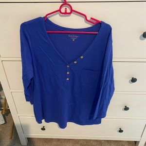 Lilly Pulitzer blue 3/4 sleeve shirt